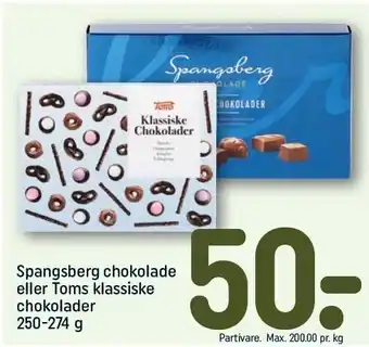 REMA 1000 Spangsberg chokolade el. toms klassiske chokolade tilbud
