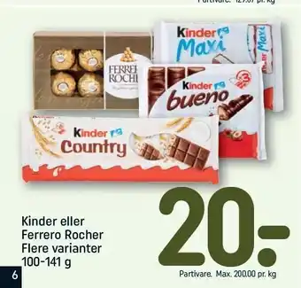 REMA 1000 Kinder el. ferrero rocher tilbud