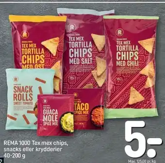 REMA 1000 Tex mex chips, snacks el. krydderier tilbud