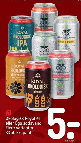 REMA 1000 Økologisk royal øl el. ego sodavand tilbud
