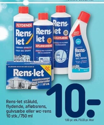Rens-let ståluld, flydende, afløbsrens, gulvsæbe el. wc-rens