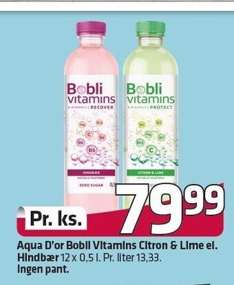 Fleggaard Aqua d'or bobli vitamins citron & lime el. hindbær tilbud