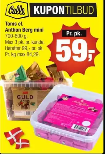 Calle Toms el. Anthon Berg mini tilbud