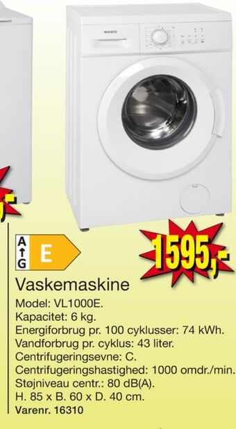 Harald Nyborg Wasco vaskemaskine tilbud