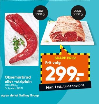 Oksemørbrad eller -striploin