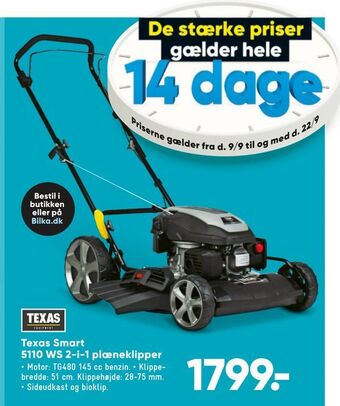 Bilka Texas smart 5110 ws 2-i-1 plæneklipper tilbud