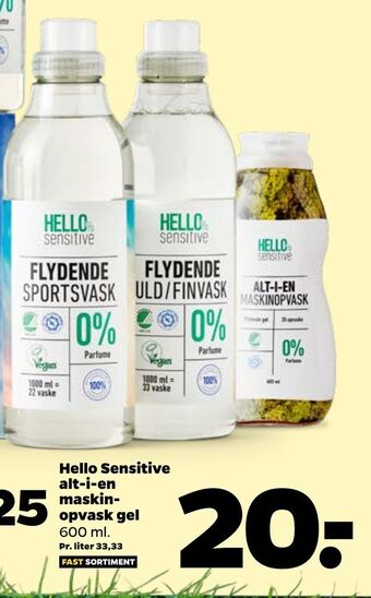 Netto Hello sensitive alt-i-en maskinopvask gel tilbud