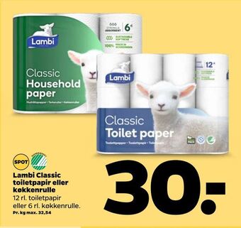 Netto Lambi classic toiletpapir eller køkkenrulle tilbud