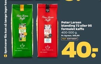 Netto Peter larsen blanding 72 eller 95 formalet kaffe tilbud
