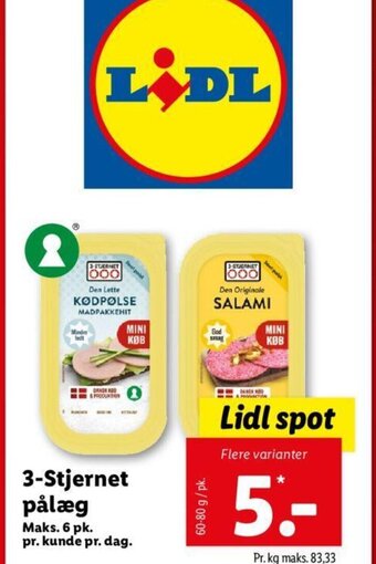 Lidl 3-Stjernet Pålæg tilbud