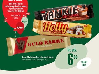Min Købmand Toms chokoladebar eller guld barre tilbud