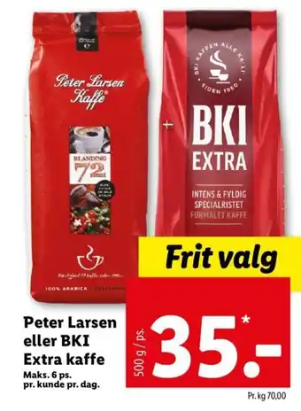 Lidl Peter Larsen eller BKI Extra kaffe tilbud
