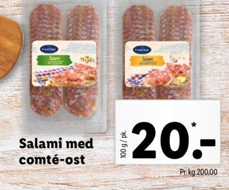 Salami med comté ost tilbud hos Lidl