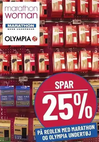Spar 25% på reolen m. marathon og olympia undertøj