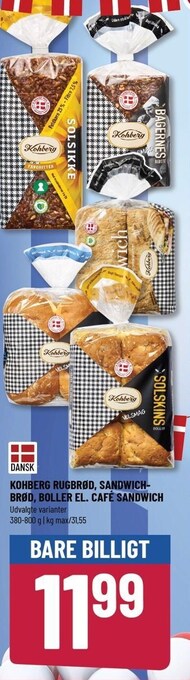 Løvbjerg Kohberg rugbrød, sandwichbrød, boller el. café sandwich tilbud