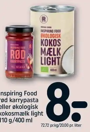REMA 1000 Inpiring food rød karrypasta el. øko kokosmælk light tilbud