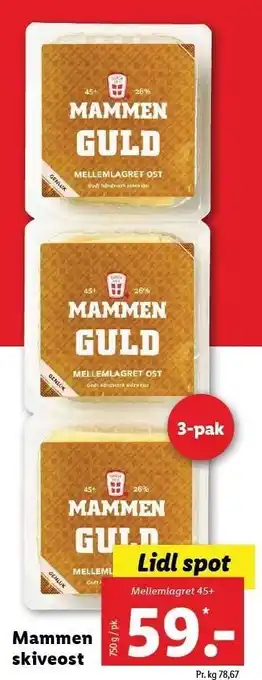 Lidl Mammen skiveost 3-pak tilbud