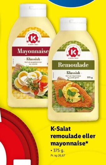 Lidl K-Salat remoulade eller mayonnaise tilbud