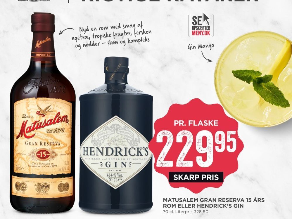 Hendricks gin tilbud hos MENY