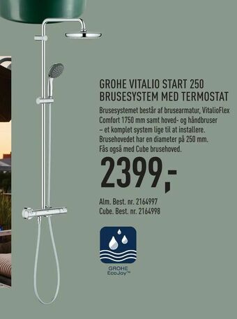 Johannes Fog Grohe vitalio start 250 brusesystem med termostat tilbud