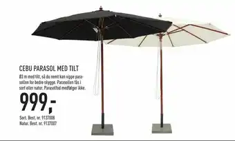 Johannes Fog Cebu parasol med tilt tilbud