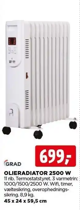 jem & fix Olieradiator 2500 w tilbud