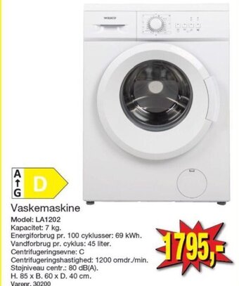Harald Nyborg Vaskemaskine LA1202 tilbud