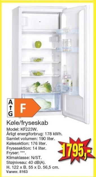 Harald Nyborg Køle/Fryseskab KF223W tilbud