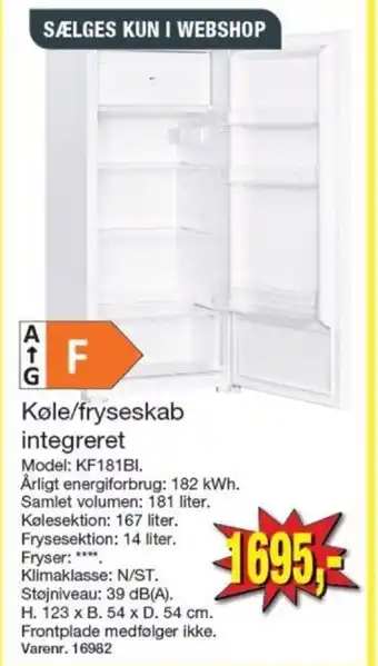 Harald Nyborg Køle/Fryseskab KF181BI tilbud