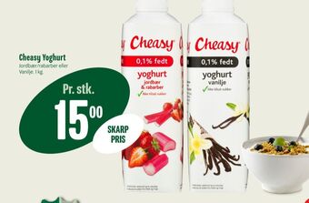 Min Købmand Cheasy yoghurt jordbær & rababer tilbud