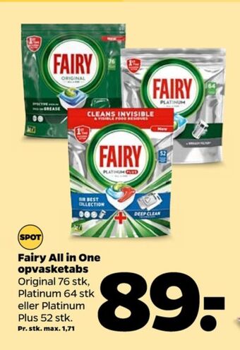 Netto Fairy maskinopvask-tabs tilbud