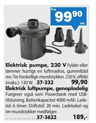 Elektrisk pumpe, 230 V