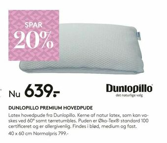 SengeSpecialisten Dunlopillo premium hovedpude tilbud