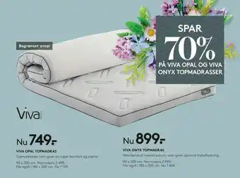 SengeSpecialisten Viva opal og viva onyx topmadrasser tilbud
