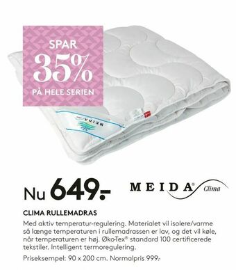 SengeSpecialisten Clima rullemadras tilbud