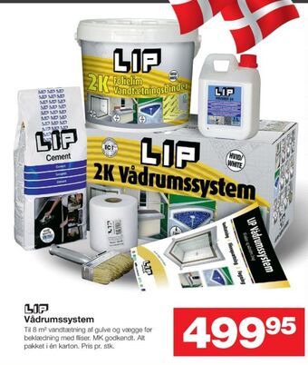 Lip vådrumssystem