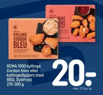 REMA 1000 Rema 1000 kyllinge cordon bleu eller kyllingedippers med bbq. tilbud