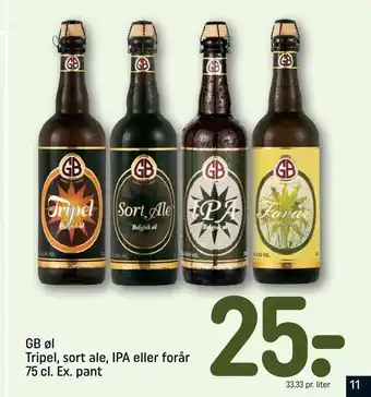 Gb øl tripel, sort ale, ipa eller forår