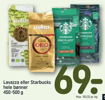 REMA 1000 Lavazza eller starbucks hele bønner tilbud