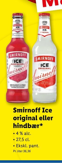 Lidl Smirnoff ice original eller hindbær tilbud