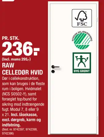Raw Celledør Hvid