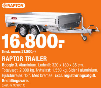 Stark Raptor Trailer Boogie 3 tilbud