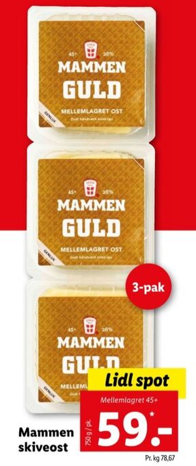 Lidl Mammen skiveost guld tilbud