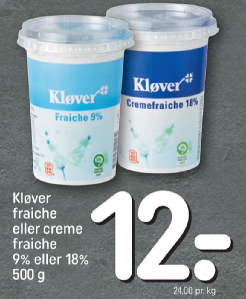 Kløver creme fraiche 18 % tilbud hos Rema 1000