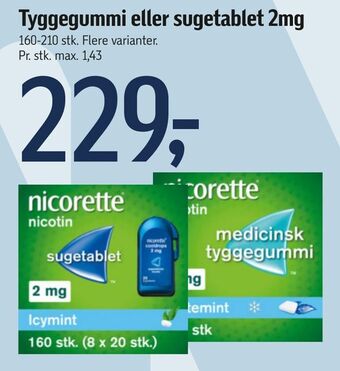 Føtex Tyggegummi eller sugetablet 2mg tilbud