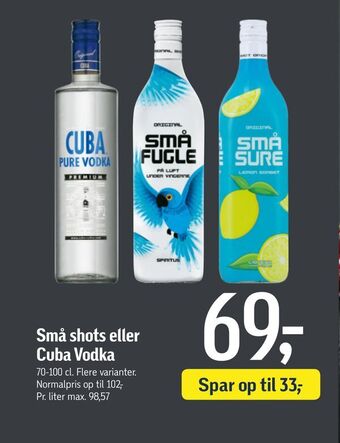 Føtex Små shots eller cuba vodka tilbud