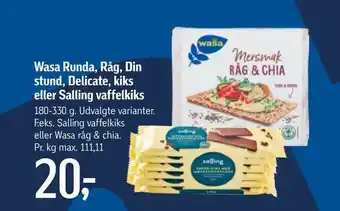 Føtex Wasa runda, råg, din stund, delicate, kiks eller salling vaffelkiks tilbud