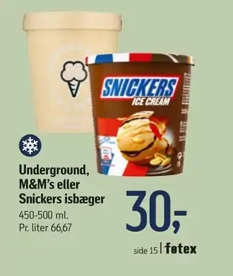 Føtex Underground, m&m's eller snickers isbæger tilbud