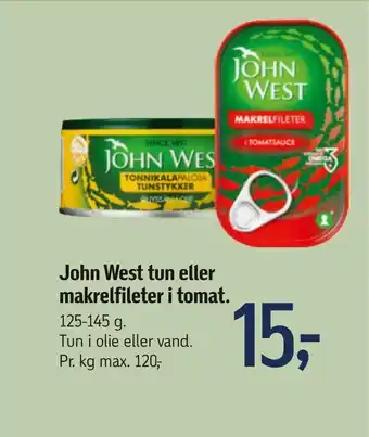 Føtex John west tun eller makrelfileter i tomat tilbud