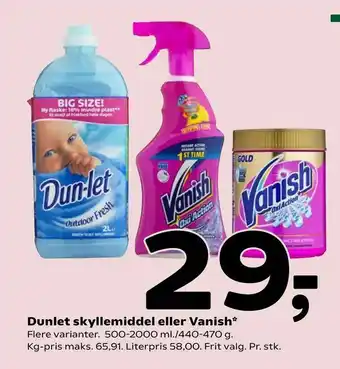 Coop 365 Dunlet skyllemiddel eller Vanish tilbud